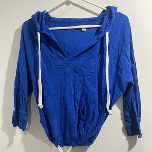 Small blue American eagle cropped drawstring lightweight sweatshirt